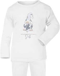 Personalised Christmas Pyjamas Blue Gonk Christmas White Pyjamas White Pjs Merry Christmas Blue Gonk