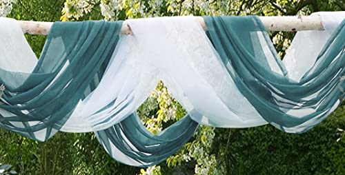 WARM HOME DESIGNS XXL Wedding Arch Draping Fabric Bundle Has 2 360 Inch (30 FT; 10 Yards) Scarves in Dusty Blue & White for Wedding Decoration. AD White & D Blue 360” by Warm Home Designs - Image 2