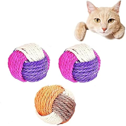 xinrongda 3 Pieces Sisal Ball,Cat Scratching Ball,Environmentally Friendly Kitten Balls Bite and Wear Resistant (Random Color) Cover