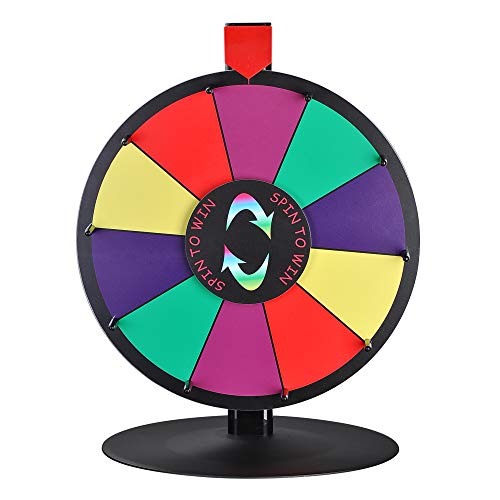 15" 10 Slot Tabletop Color Dry Erase Prize Wheel and Stand Fortune Spinning Game Tradeshow