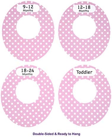 Bloomsworld 8 Baby Wardrobe Dividers, Plastic Clothes Organisers by Size from Newborn to Toddler, Rose Pink Polka Dots for Boys and Girls