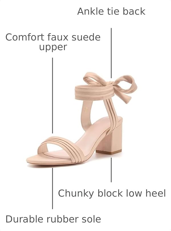 Coutgo Womens Open Toe Ankle Tie Back Low Block Chunky Heels Sandals Party Dress Pumps Shoes by Coutgo - Used condition - Image 2