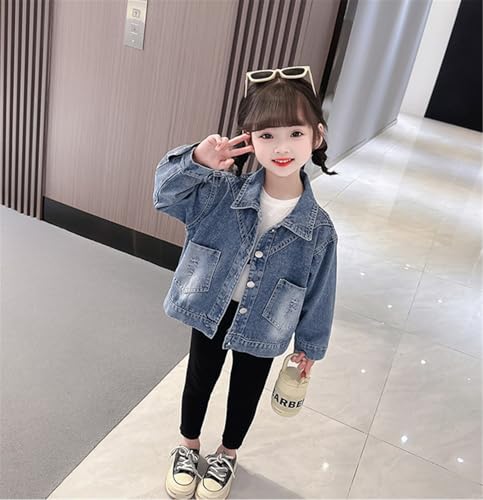 MW&FOFJR 2-14 Years Girls Denim Jacket Kids Jean Coats Cute Lace Bow Design Children Outerwear3