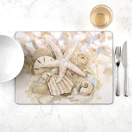 Pimpernel Beach Prize Collection Placemats | Set Of 4 | Heat Resistant Mats | Cork-Backed Board | Hard Placemat Set For Dining Table | Measures 15.7” X 11.7” #TOP5