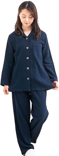 Amazon ケーズアイ パジャマ レディース 春夏 柔らかい肌触りの綿100 楊柳ガーゼ地 前開き 長袖 ナイトウェア ルームウェア 部屋着 S M L Ll パジャマ ルームウェアセット 通販