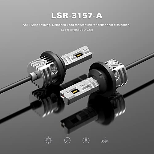 Sir Ius Led Lsr 3157 3157A Anti Hyper Flashing Led Bulb With Attached Resistor For Turn Signal Light Amber Orange Color Full Aluminum Body Dual Filament Error Free Pack Of 2 #TOP5