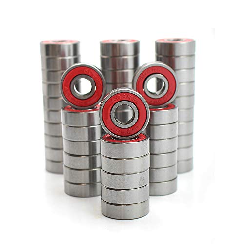 Roulement à billes 608RS ABEC-9 rouge en acier au carbone 8x22x7 mm pour skateboard, lot de 50