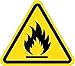 Autocollant Stickers Diamètre 18x16cm Danger Inflammable triangle jaune