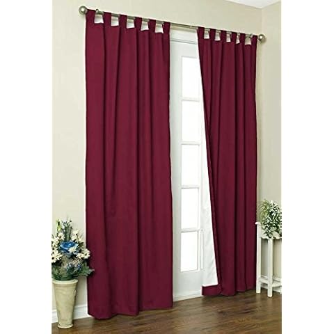 Commonwealth Home Fashions 70292-153-803-72 Thermalogic Insulated Solid Color Tab Top Curtain Pairs 72 in.44; Burgundy Cover
