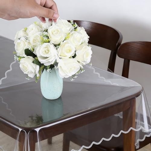 MeritMode Clear Vinyl Tablecloth Protector Rectangle, Decorative Fabric Tablecloth for Dining Tables, Buffet Parties and Camping, 60 * 122 Inches by MeritMode - Image 6