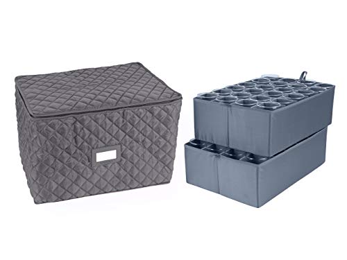 Covermates Keepsakes - Adjustable Glassware Storage - Padded Protection - ID Window - Stain Resistant - Machine Washable - China Storage, Slate
