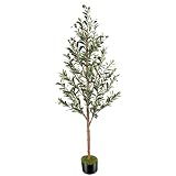 OXLLXO 5ft Artificial Olive Tree (60in) Tall Fake Potted Olive Silk Tree with Planter Large Faux Oli