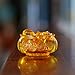 3'' Handmade Crystal Glass Golden Treasure Basin with 41pcs Ingot/Yuan Bao Good Luck Wealth Prosperity Figurine Collectibles Feng Shui Decor for Home Office