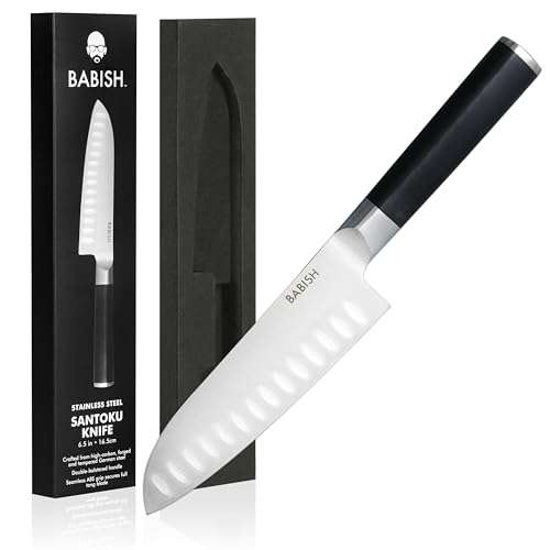 Babish 6.5 Inch Santoku Knife High Carbon 1.4116 German Steel Kitchen Knife Razor Sharp Blade Durable Precision Cutlery for Slicing Dicing Chopping Vegetables Meat and Fish by Babish - Used condition - US$23.55