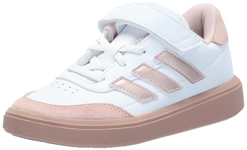 Adidas Unisex-Kids Courtblock, White/Sandy Pink Met./Sandy Pink, 7