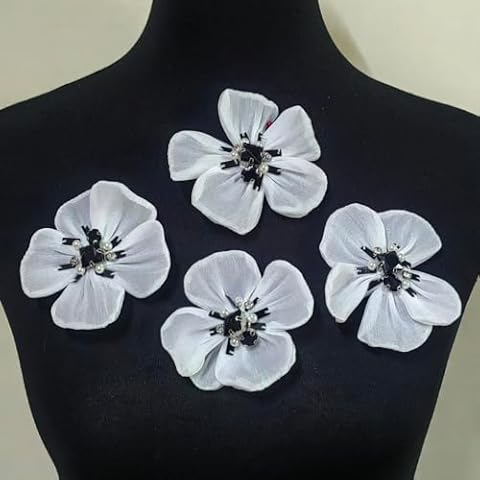 New Three-Dimensional Flower Clothing Accessories Handmade Fabric DIY Clothing Accessories Clothing Accessories (White) Cover