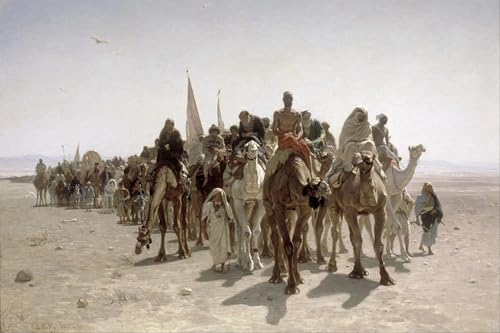 Art tableau Pèlerins Allant À La Mecque Leon Belly pour salon chaleureux 60x90cm