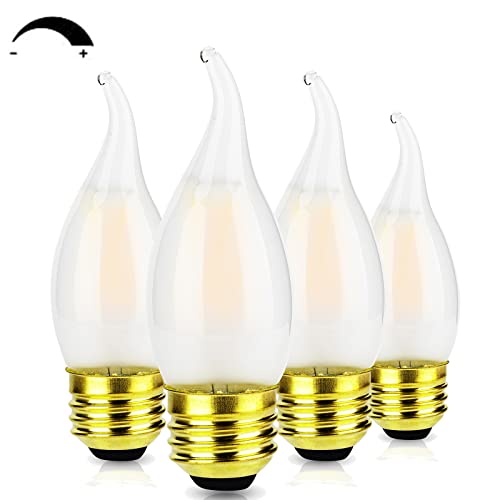 FLMAMT CA10 4W Dimmable Frosted E26 Led Bulb, Warm White 3000K Light Bulb, E26 Decorative Filament Candelabra Ceiling Fan Light Bulb, 40 Watt Equivalent, Pack of 4