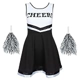 REDSTAR FANCY DRESS Cheerleader Kostüm Kinder mit High School Cheerleader Pompons – Halloween Kostüm Teenager Mädchen – Kinderkostüm Faschingskostüme Kinder, Karneval, Party