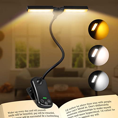 Mbotnee Book Light, Reading Lights For Books In Bed, 14 Led Rechargeable Adjustable Clip On Light With 3 Colors & 8 Brightness, 10-80Hrs Portable Reading Lamp (Black) #TOP29
