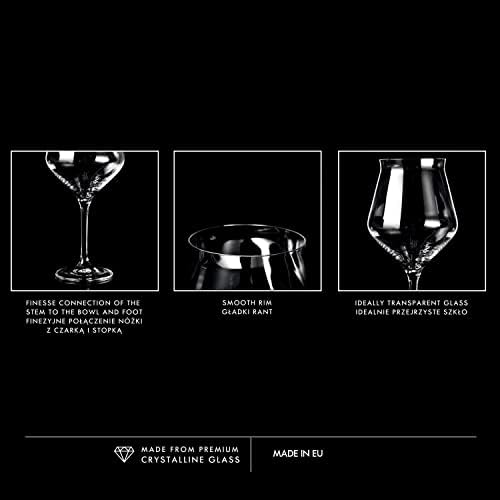 Krosno Tulip Stem Beer Ale Tasting Glasses Drinking | Set of 6 | 420 ML | Lager Craft Beer Glass, Cocktail Set, Cider Gift Set | for Bar, Home and Kitchen Set | Dishwasher Safe Stemmed Beer Glasses