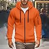 Mens Zip Up Hoodies Fall Winter Full Zip Hooded Jacket Long Sleeve Pullover Zipper Coat Men's Hoodie Fashion Casual Sweatshirt Sports Hooded (Orange, XXL) #1