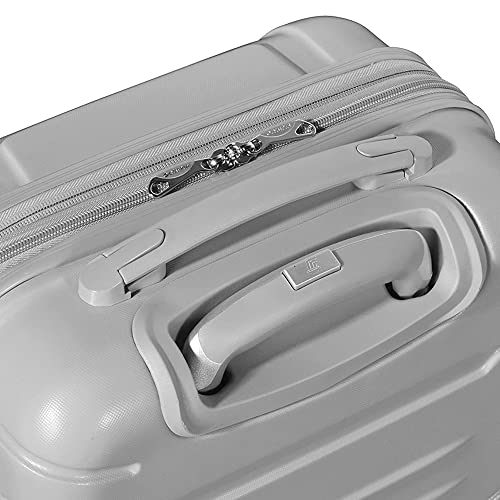 Olympia U.S.A. Denmark 21" Carry-On Suitcase - Lightweight Hardside Luggage, Expandable 30%, 4 Spinner Wheels, Utility Hook & Hidden Laptop Compartment (Silver)