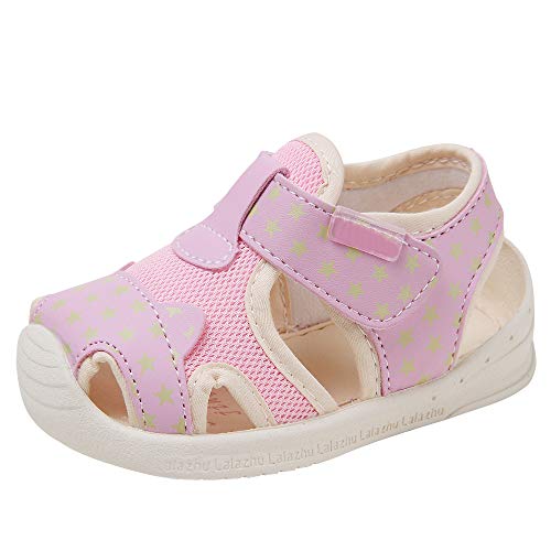 Baby Summer Sandals Mesh Rubbler Sole Outdoor Athletic Strap Breathable Closed-Toe for Boys Girls (16(Inside length-11.5cm)(9-12months), Pink-1)