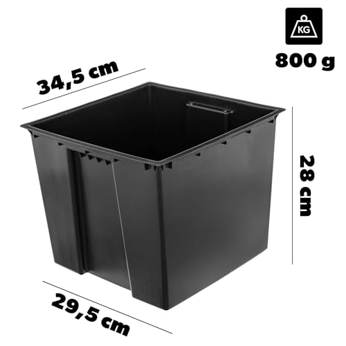KADAX Wkładka 35 cm do doniczek, czarna wkładka z tworzywa sztucznego, wkładka z tworzywa sztucznego z uchwytami do przenoszenia doniczek, prostokątna, doniczka wewnętrzna (34,5 x 28 cm)