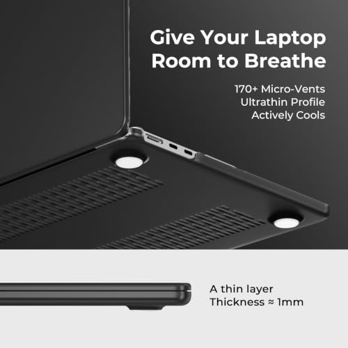 Image of EooCoo Compatible with MacBook Air 13 inch Case M5 2026-2022 M4 M3 M2 Model A3449 A3240 A3113 A2681, Mac Air 13.6 inch Hard Shell & Keyboard Cover & Screen Film & Type-C, Matte Black
