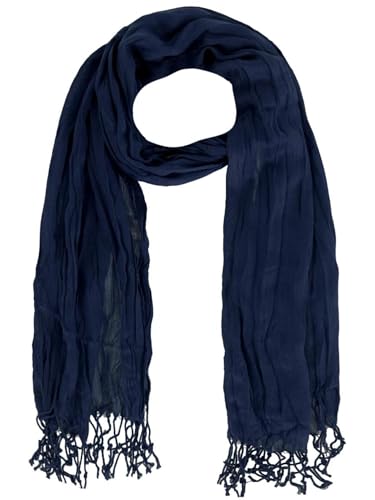 CTM Women's Solid Color Crinkle Tassel Scarf4