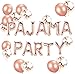 LaVenty Set of 11 Rose Gold PAJAMA PARTY Balloons PAJAMA PARTY Banner Pajama Party Decor Slumber Party Spa Party Balloons.