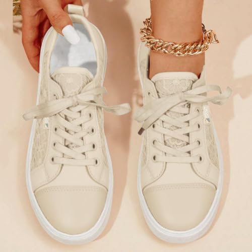 Baskets basses en tissu pour femme kaki pointure 40 avec lacets - 4