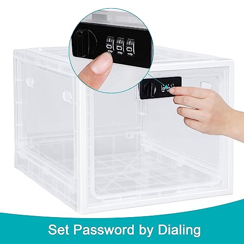 Image of Lalifebuss Combination Lock Boxes for Personal Items, Lockable Storage Box for Office Locker /School /Medicine /Snacks /Phone Jail /Electronic /Home (1 Pack /White)