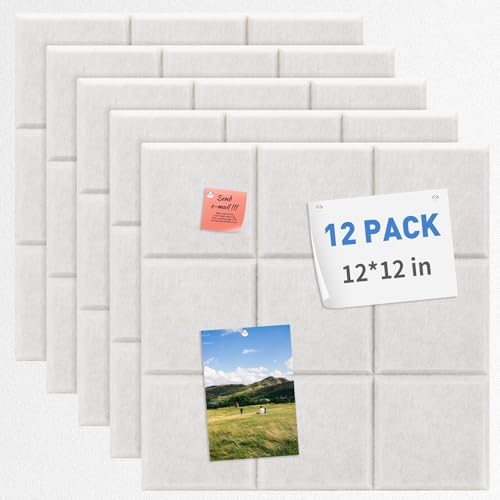 Smarpau Large Felt Cork Board, 12 Pack Black Bulletin Board for Walls 48