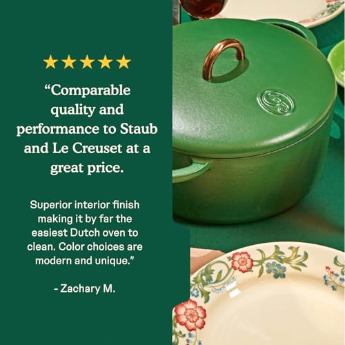 Image of Great Jones 3.5 Quart Enameled Cast Iron Dutch Oven Pot w /Lid (Broccoli) | Small Dutch Oven For Bread Baking, Round with Dual Handles, All Stovetop Safe up to 500, Non Stick & Dishwasher Friendly