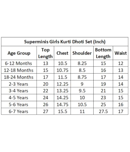 Image of superminis Girls Cotton Sangakari Print A Line Style Sleeveless, Round Neck Kurti and Dhoti with Elastic Closure Ethnic Wear