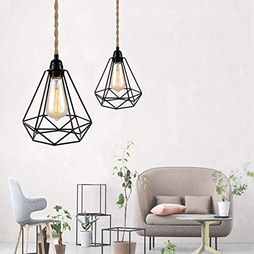 FRIDEKO HOME Vintage Cage Metal Lamp Shade - Industrial Black Metal Bird Cage Light DIY Ceiling Pendant Lights for Dining Room Bedroom Loft Hallway