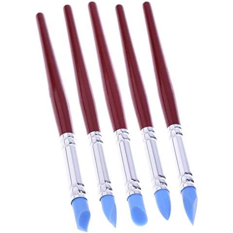Meta-U 5 Pcs Clay Color Sculpting Shapers – Flexible Rubber Tip Shaping Pen Wipe Out Painting Brushes Carving Tools Cover