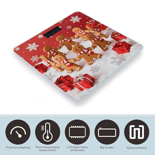 Balanza digital de baño roja con diseño de hombre de jengibre miniatura 3