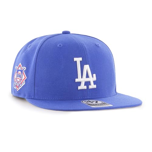 47 MLB Sure Shot Captain Hat Adjustable Structured 6-Panel Snapback Hat Cap, Adult One Size Fits All (US, Alpha, One Size, Los Angeles Dodgers)