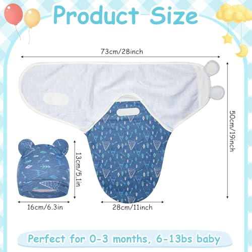 Image of Ramede 6 Pack Swaddle Blanket with Hats for Baby Girl Boy 100% Cotton Swaddles 0-3 Months, Adjustable Breathable Skin Friendly Receiving Blanket Wrap, Essential for Newborns(Groovy,Grey)