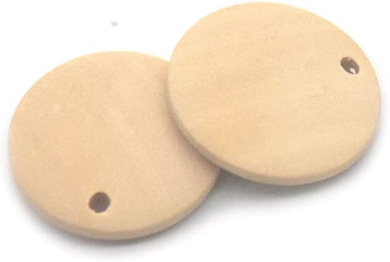 Fujiyuan 50 Pcs 20mm Real Wooden Circular Board Tags for Birthday Chore Boards Art Crafts Necklace Earrings Accessories DIY