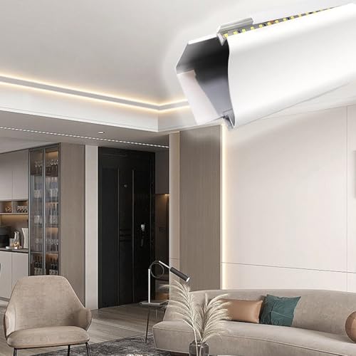 LED Aluminum Crown Molding Profile, Surface-Mounted Indirect Lighting Track for