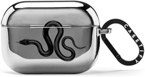 CASETiFY Funda Mirror Airpods Pro (2.ª generación) con anillo, color negro Kingsnake Kingsnake negro