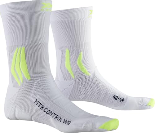 X-Socks Mountain Bike Control Water Resistant Chaussette Mixte Adulte, Arctic White/Python Yellow,...