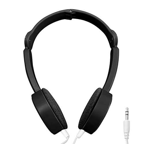 Bulktech 716 Foldable Stereo On-Ear Headphones With Tangle-Free 5Ft Long Cord And 3.5Mm Jack For Kids - Compatible With Kindle, Laptops, Tablets - Ideal For School, Travel, And Plane - 1 Pack Black #TOP2
