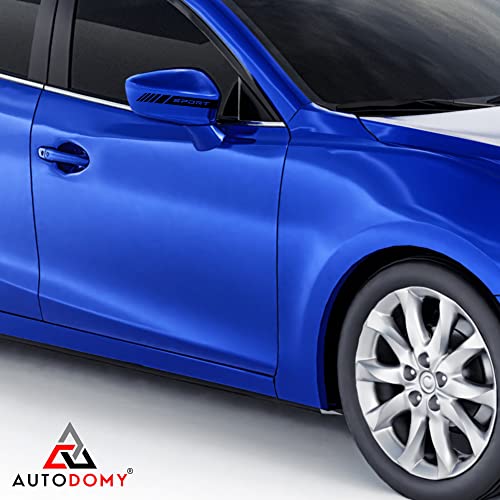 Autodomy Naklejki na Lusterko Boczne | Zestaw 6 Naklejek na Lusterka Samochodowe | Samoprzylepne Naklejki o Różnej Szerokości | Sportowy Design w Paski (Czarny)