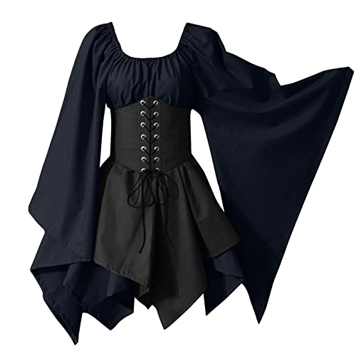 Robe de chemise avec corset et costume médiéval femmes rétro S