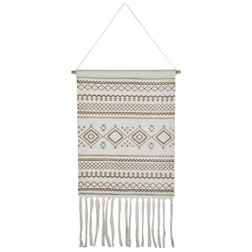 Marrakech Calegora - Tapiz de pared bohemio, 45 x 85 cm, decoración de pared de macramé beis, decoración de pared tejida para salón, dormitorio, pasillo, oficina, arte de pared moderno en estilo
